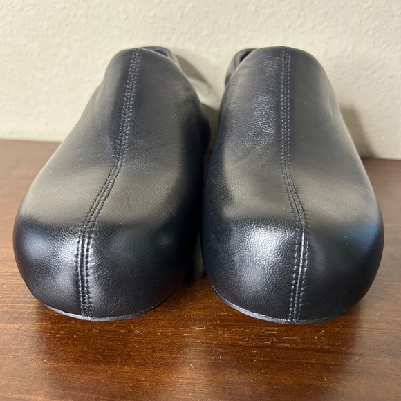 ZARA Shoes EU 37 US 7 Elegant Black Leather Slingback Clog Wedge Modern Minimal - Picture 3 of 9